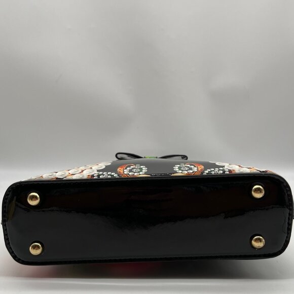 Unbranded Black Glossy Floral Shoulder Bag - Picture 5 of 10